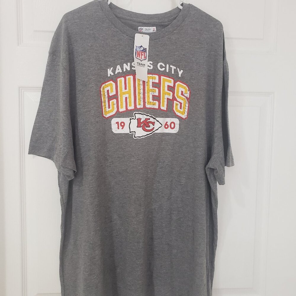 Kansas City Chiefs Men's NFL Team Apparel Cotton‎ Blend T-Shirt Grey Sz 2XL NWT